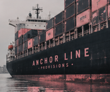 Container vessel bearing the Anchor Line Provisions mark on its hull